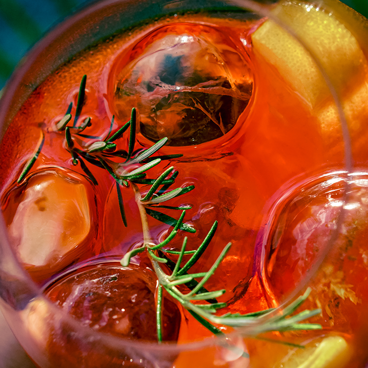 Close-up of a sophisticated cocktail with citrus and herbal garnish, reflecting the rise of craft beverages and low and no alcohol drink trends
