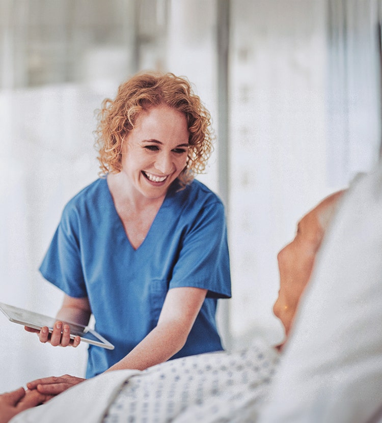 Medical professional caring for an elderly patient