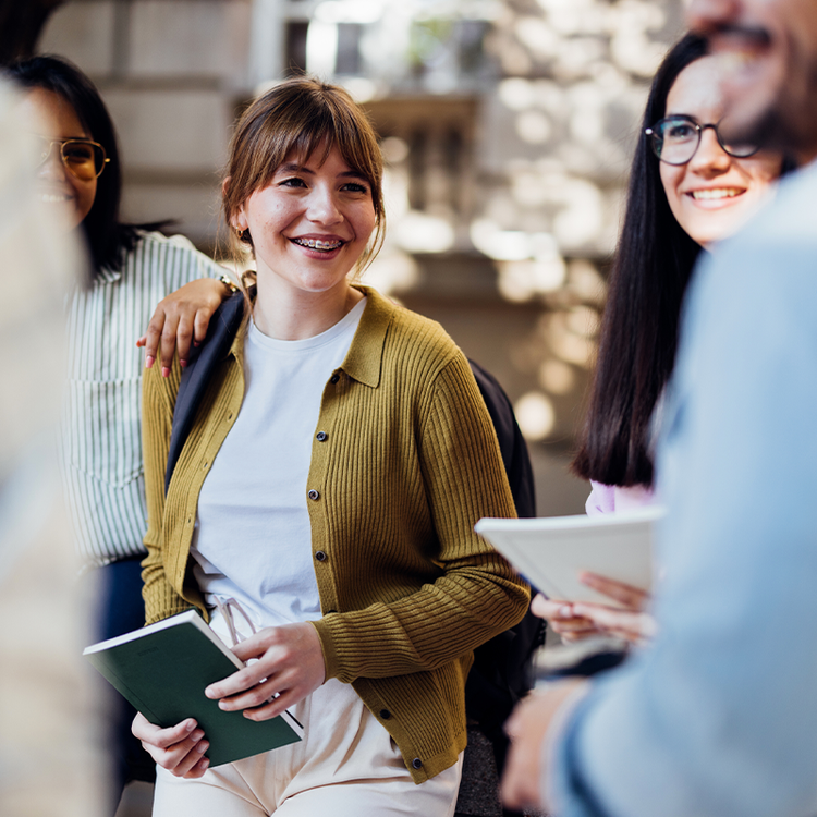 University students on campus at Birkbeck, University of London