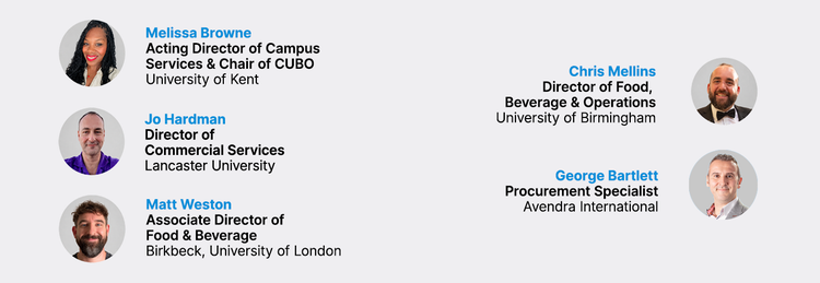 University catering procurement roundtable speakers from Avendra International and leading UK universities