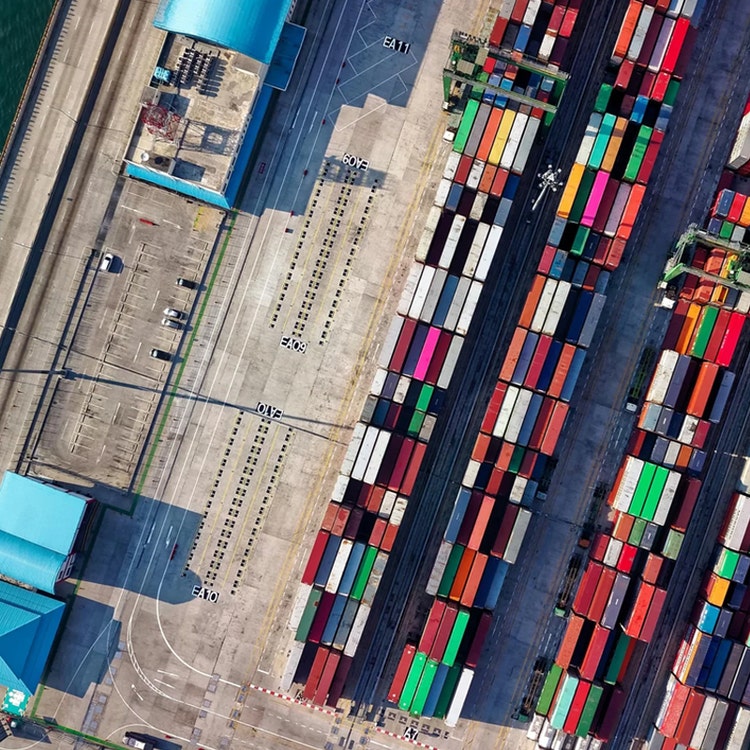 Colourful shipping containers