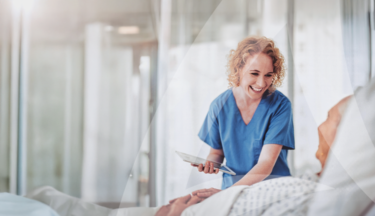 Medical professional caring for an elderly patient