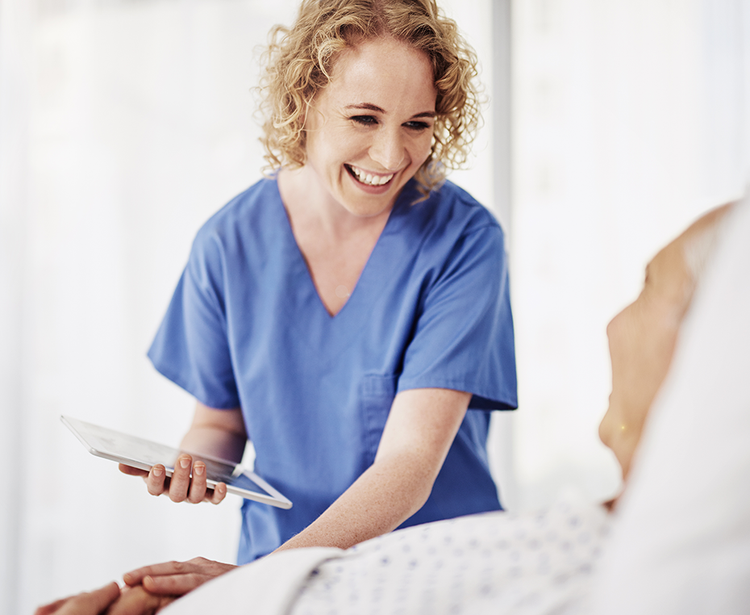 Medical professional caring for an elderly patient