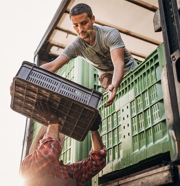 Truck loading food delivery for Avendra International, reliable logistics and supplier partnerships