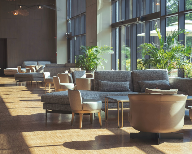 Luxury five-star hotel's lobby furniture at Avendra International, FF&E solutions and sustainable design