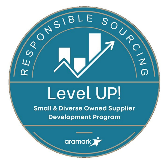 Blue Responsible Sourcing Level UP! Small and Diverse Owned Supplier Development Program Aramark logo