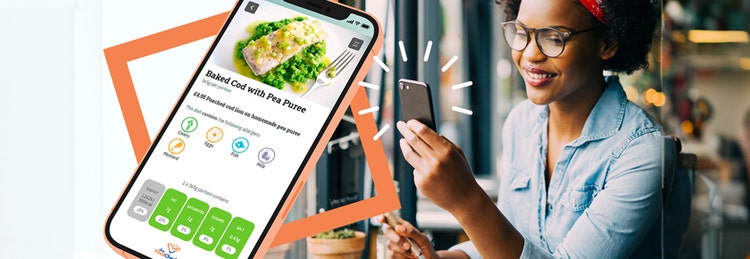A food app interface showcasing a seamless user experience for sharing nutrition and calorie information.